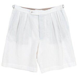Suitsupply x Baird McNutt White Mira Shorts, 100% Linen, 9" In. Sz 36 US /52 IT